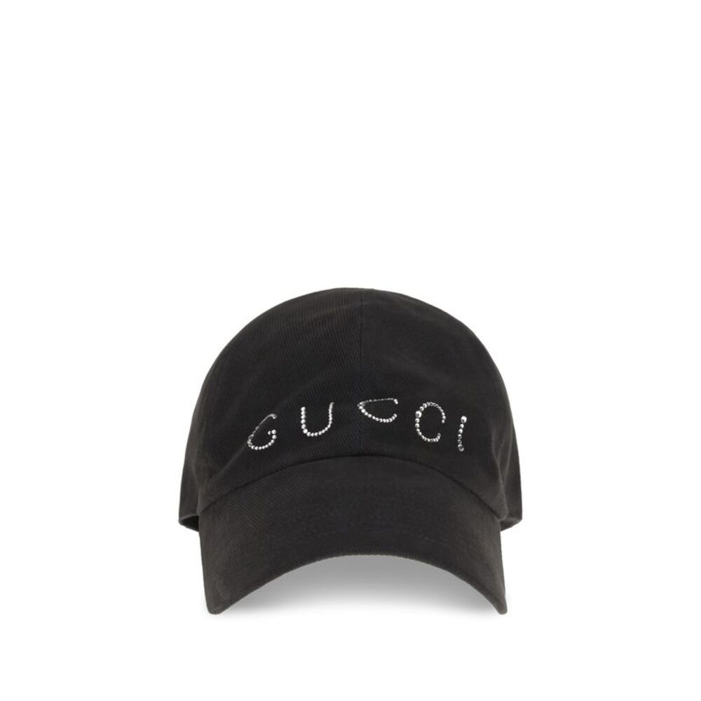 Gucci Women Rhinestone Logo Baseball Cap